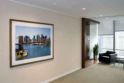 Skyline of the Brooklyn Bridge and Lower Manhattan at Moody's Corp.